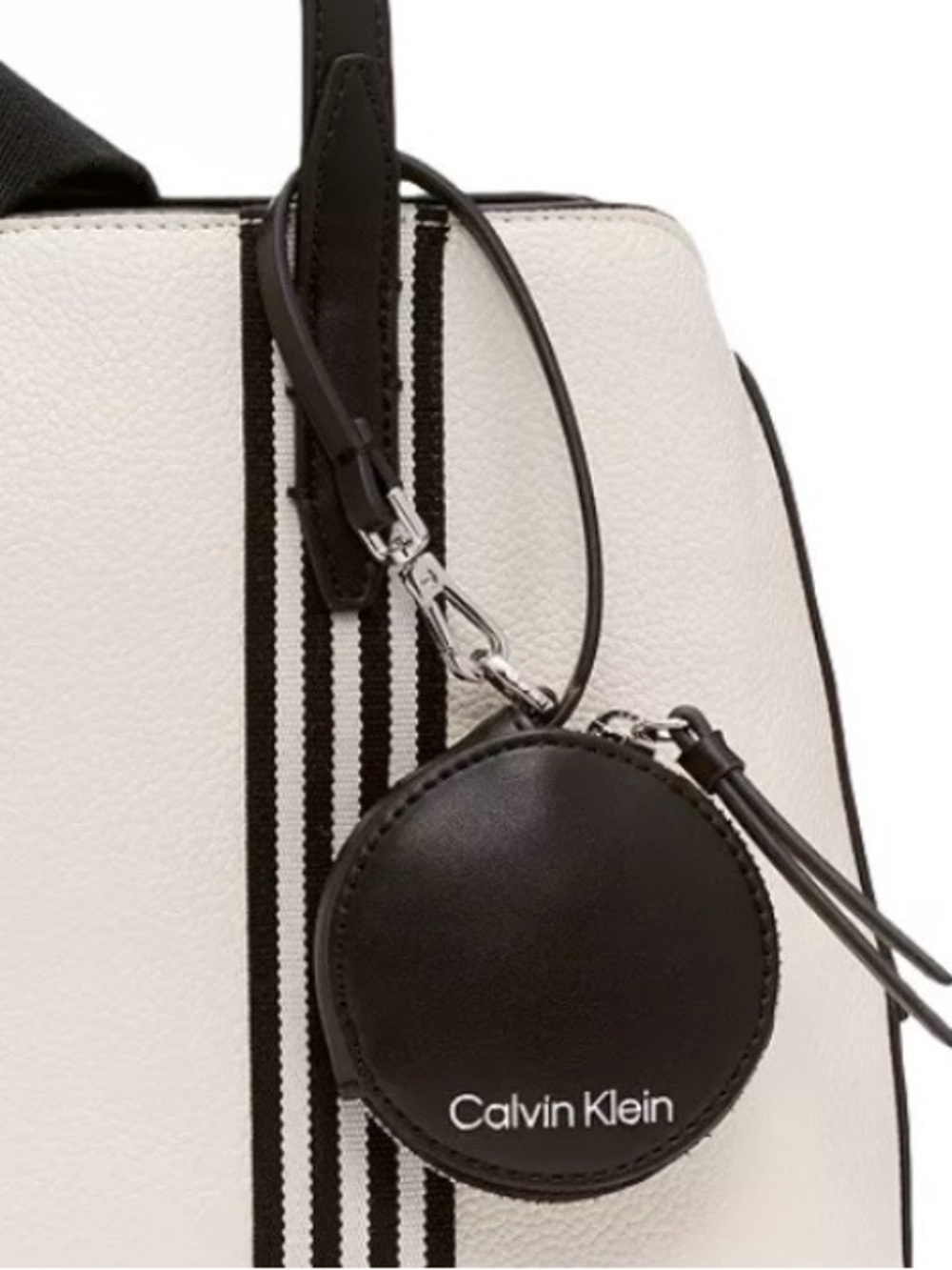 CALVIN KLEIN Millie Round Coin Pouch Keychain-Black-Sleek Minimalist